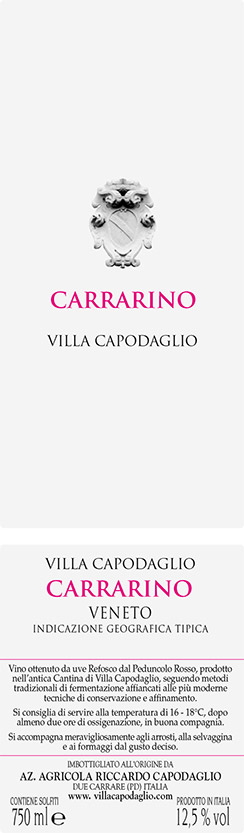 Etichetta del vino Carrarino Villa Capodaglio